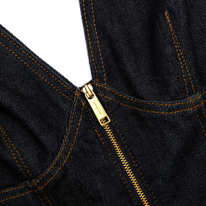 Indigo Denim Midi Elbise