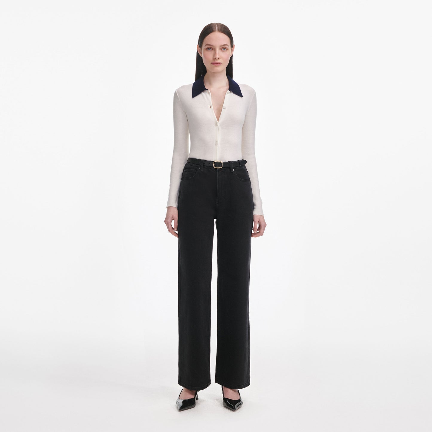 Siyah Düz Paça Kot Pantolon