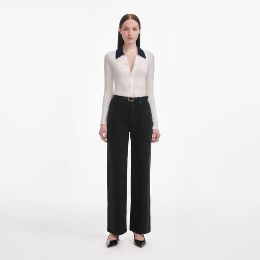 Siyah Düz Paça Kot Pantolon