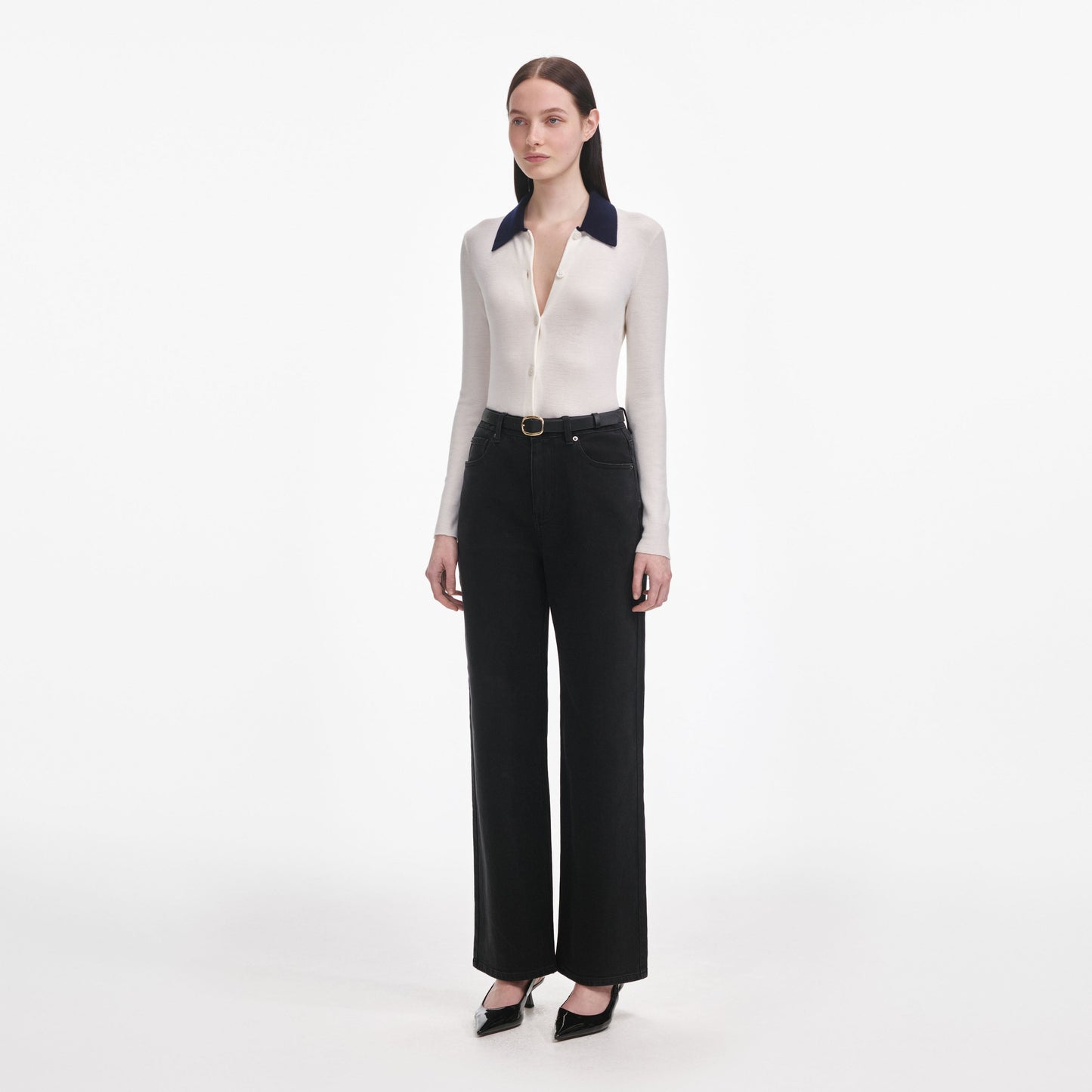 Siyah Düz Paça Kot Pantolon