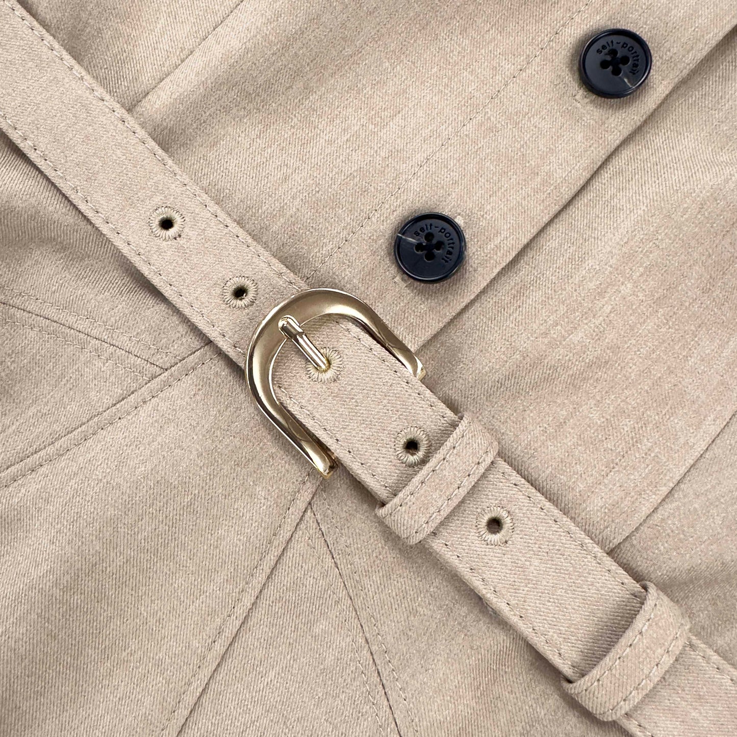 Bej Twill Midi Elbise