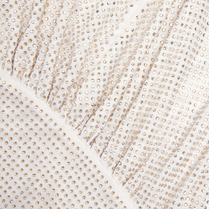 Şampanya Taşlı Kesim Uzun Elbise