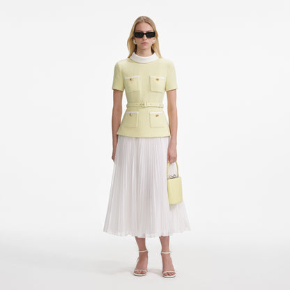 Sarı Buklet Midi Elbise