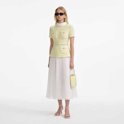 Sarı Buklet Midi Elbise