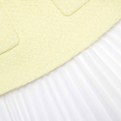 Sarı Buklet Midi Elbise