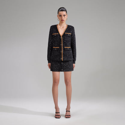 Siyah Pullu Örgü Hırka