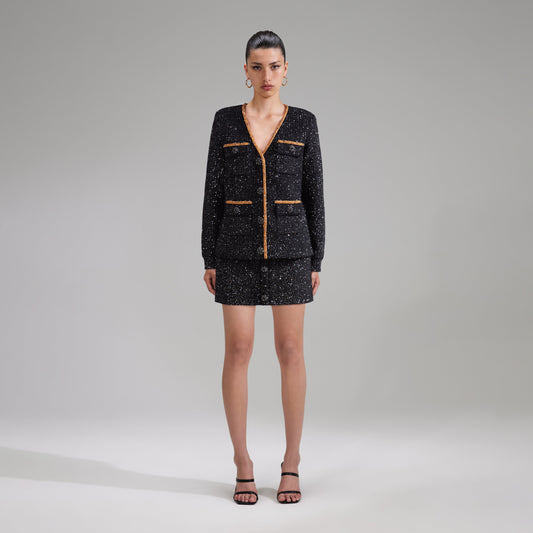 Siyah Pullu Örgü Hırka