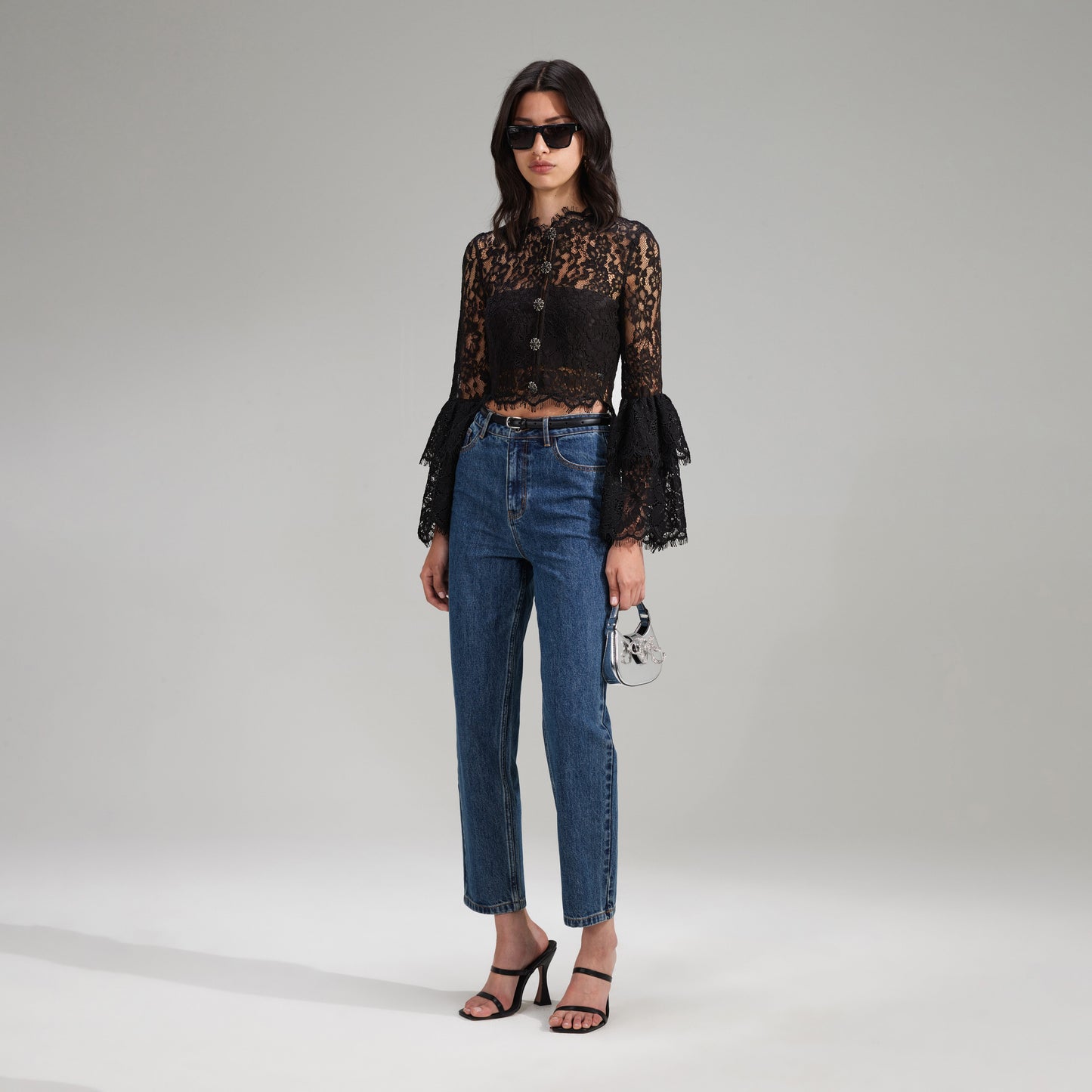 Siyah Kordon Dantel Üst