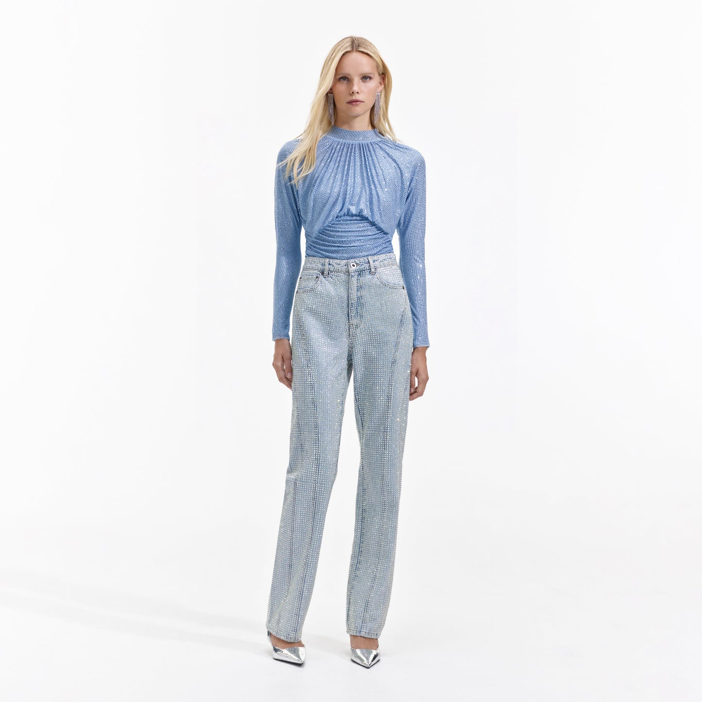 Açık Mavi Elmaslı File Üst