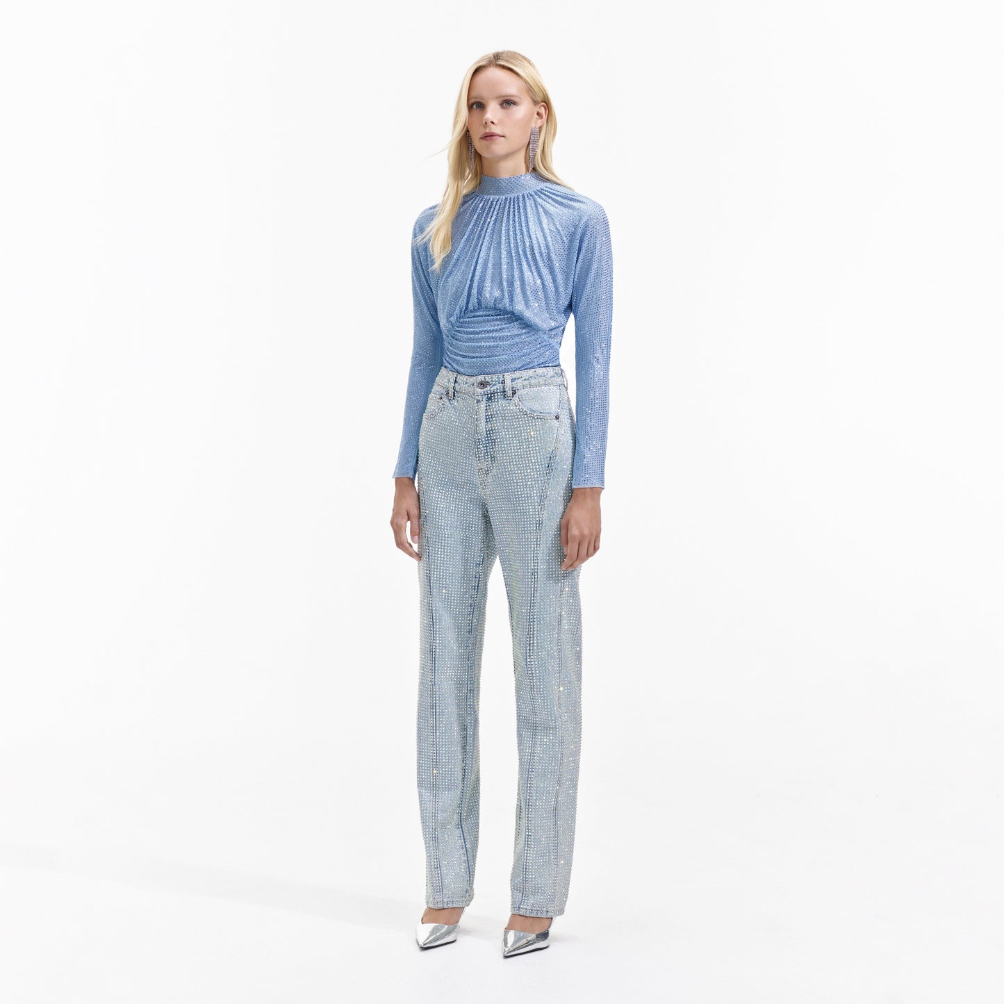 Açık Mavi Elmaslı File Üst