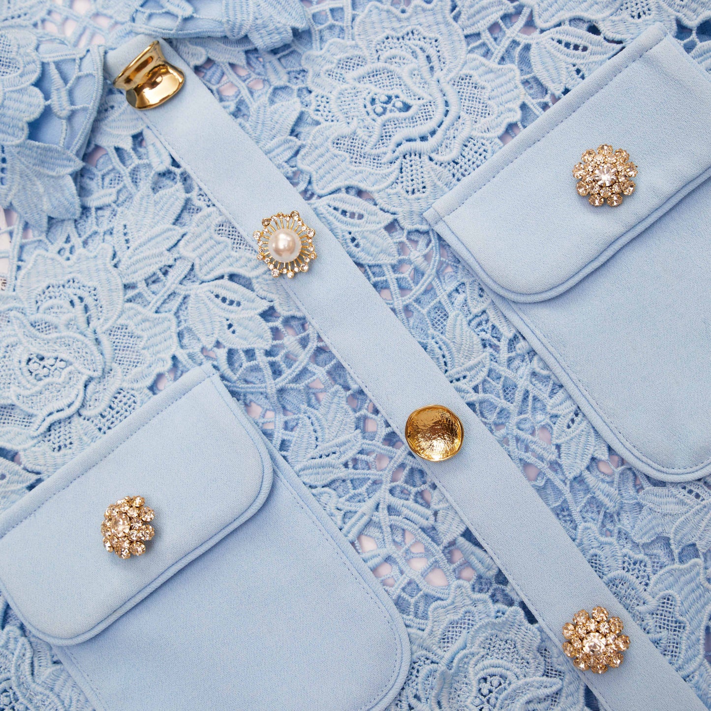 Mavi Dantel Yaka Üst