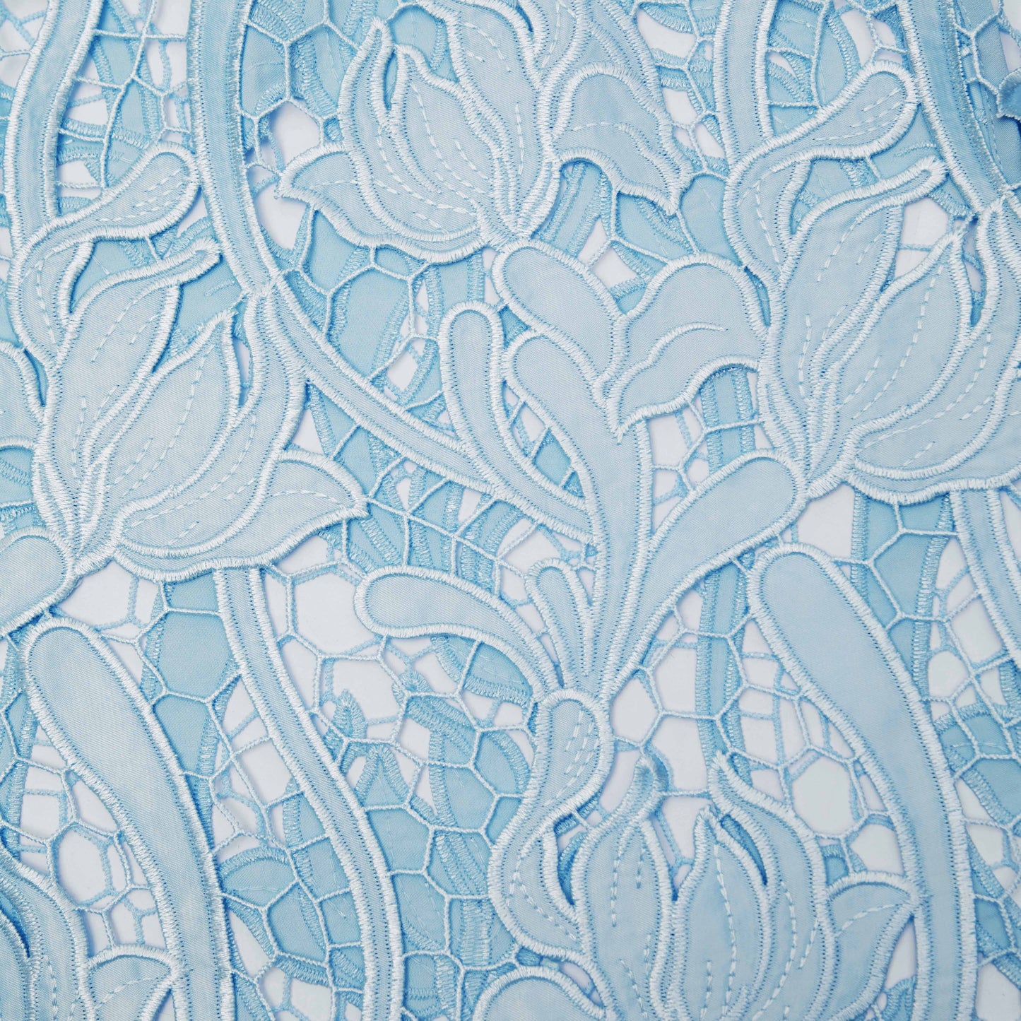 Açık Mavi Dantel Midi Elbise