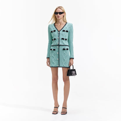 Mint Kablo Örgü Mini Etek