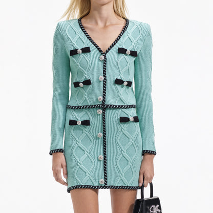 Mint Kablo Örgü Mini Etek