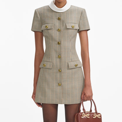 Ekose Yün Mini Elbise