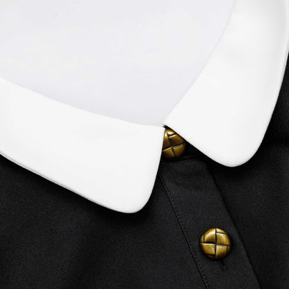 Siyah Tafta Kontrast Yaka Mini Elbise