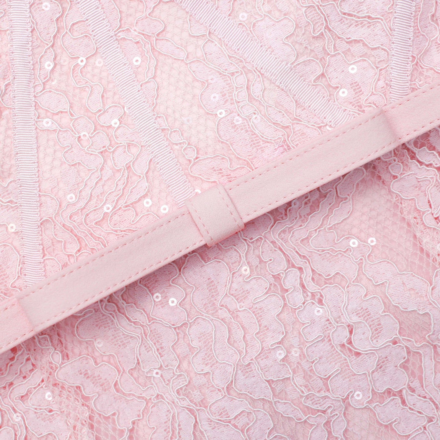 Pembe Dantel Büstiyer Midi Elbise