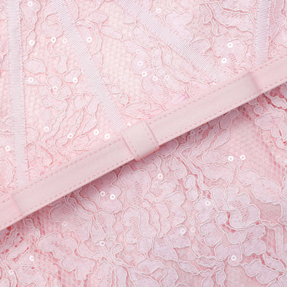 Pembe Dantel Büstiyer Midi Elbise