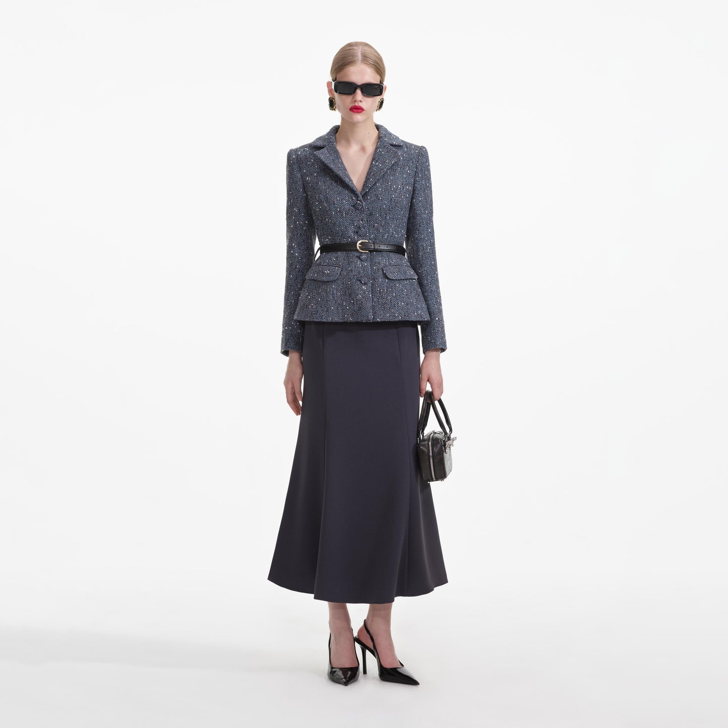 Mavi Bukle Midi Elbise