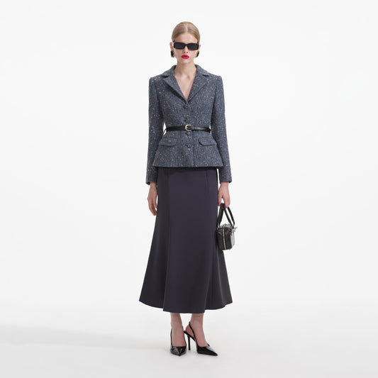 Mavi Bukle Midi Elbise