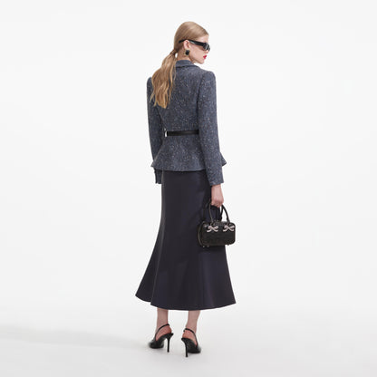 Mavi Bukle Midi Elbise