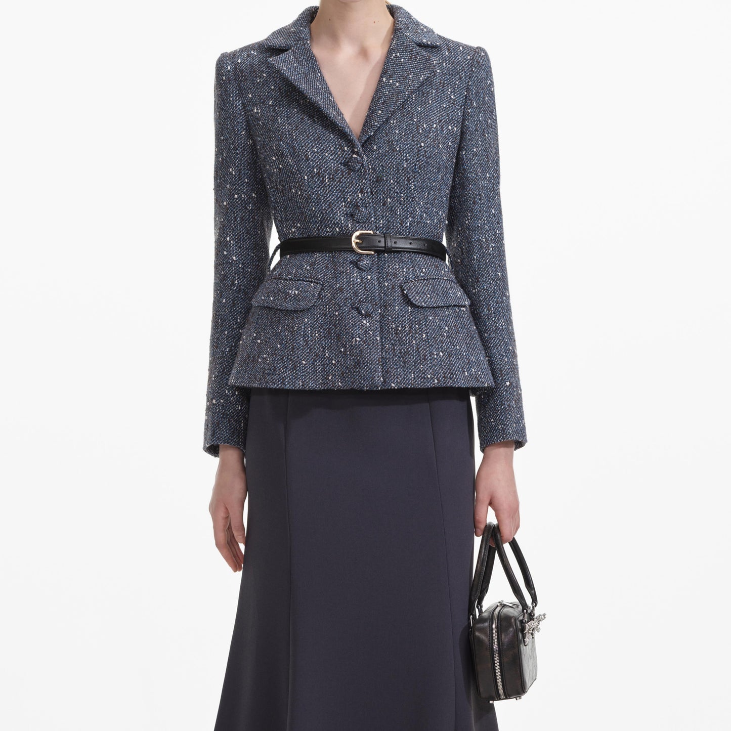 Mavi Bukle Midi Elbise