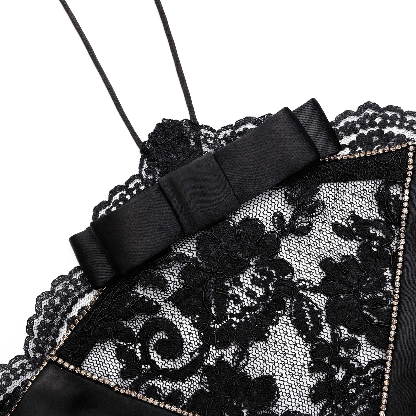 Siyah Dantel Halter Yaka Üst