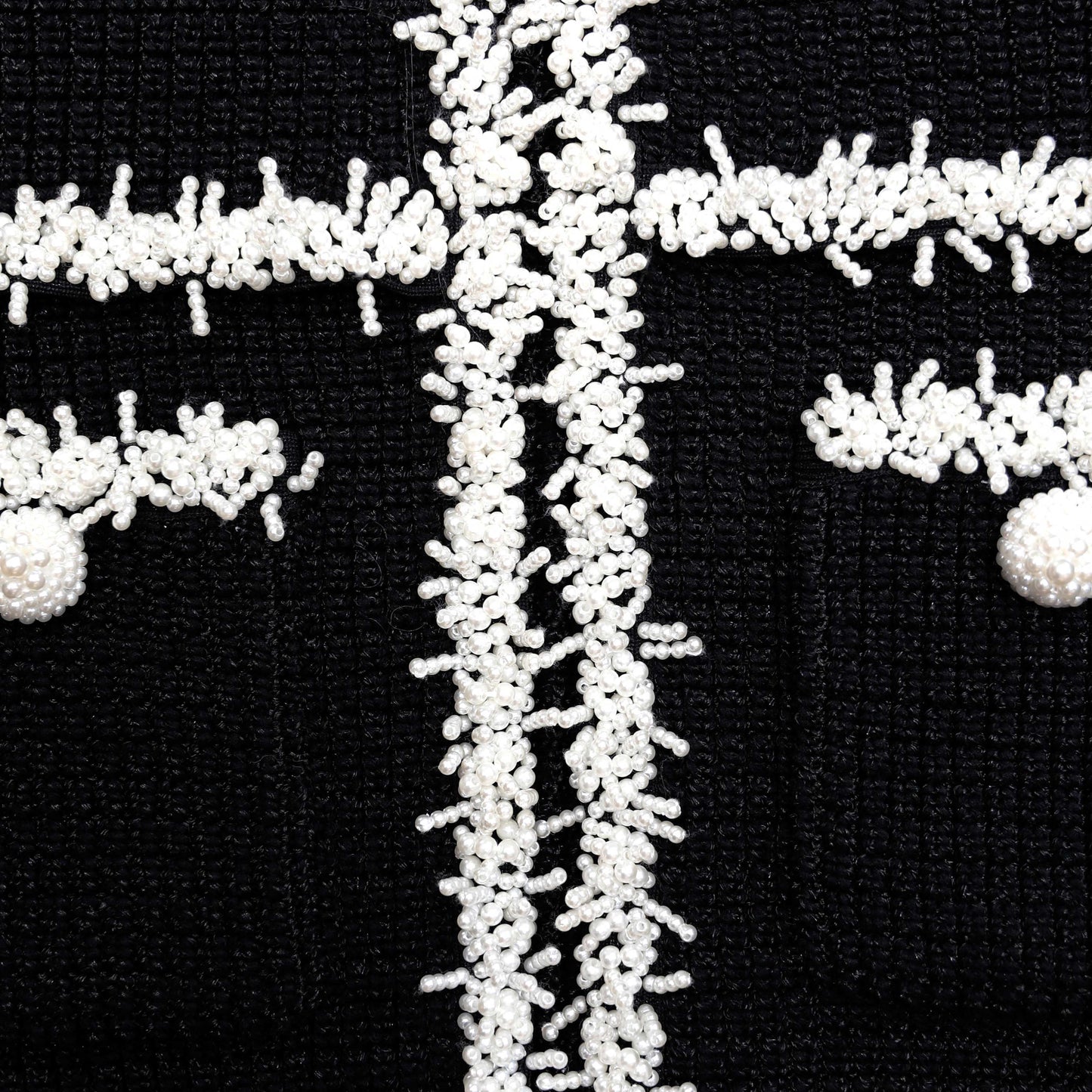 Siyah İnci Detaylı Örme Midi Elbise