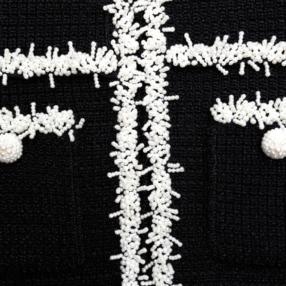 Siyah İnci Detaylı Örme Midi Elbise