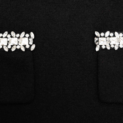 Siyah Örgü Süslemeli Mini Etek