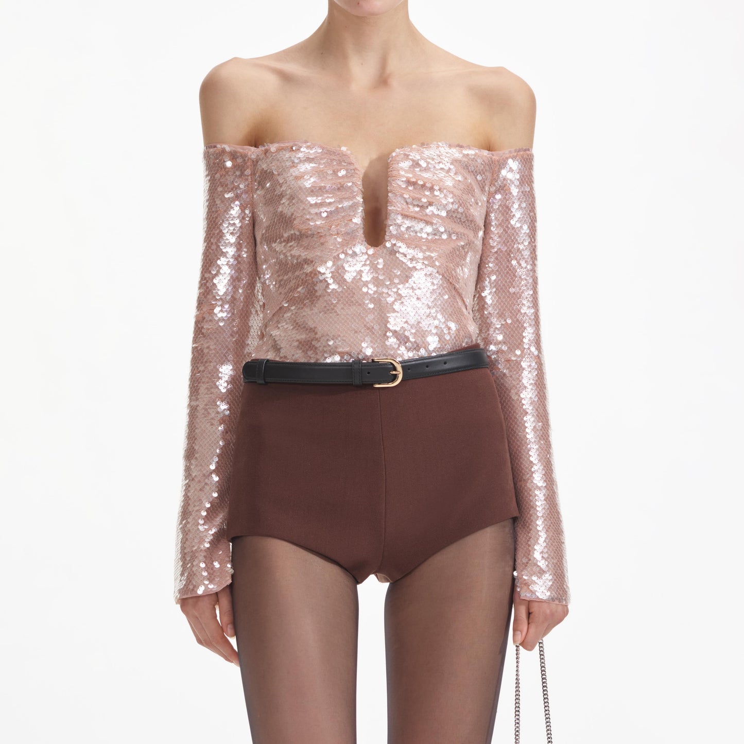 Payetli Omuz Açık Üst