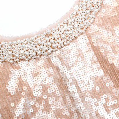 Payetli İnci Kenarlı Midi Elbise