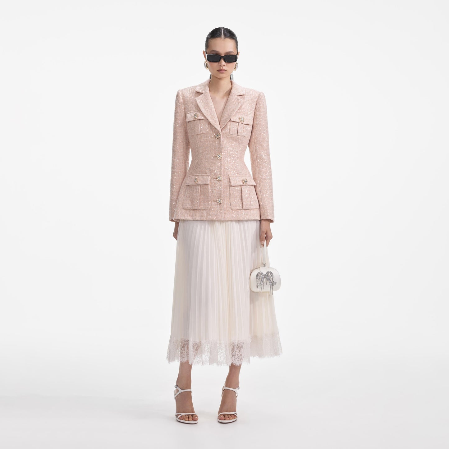 Pullu Buklet Şifon Midi Elbise