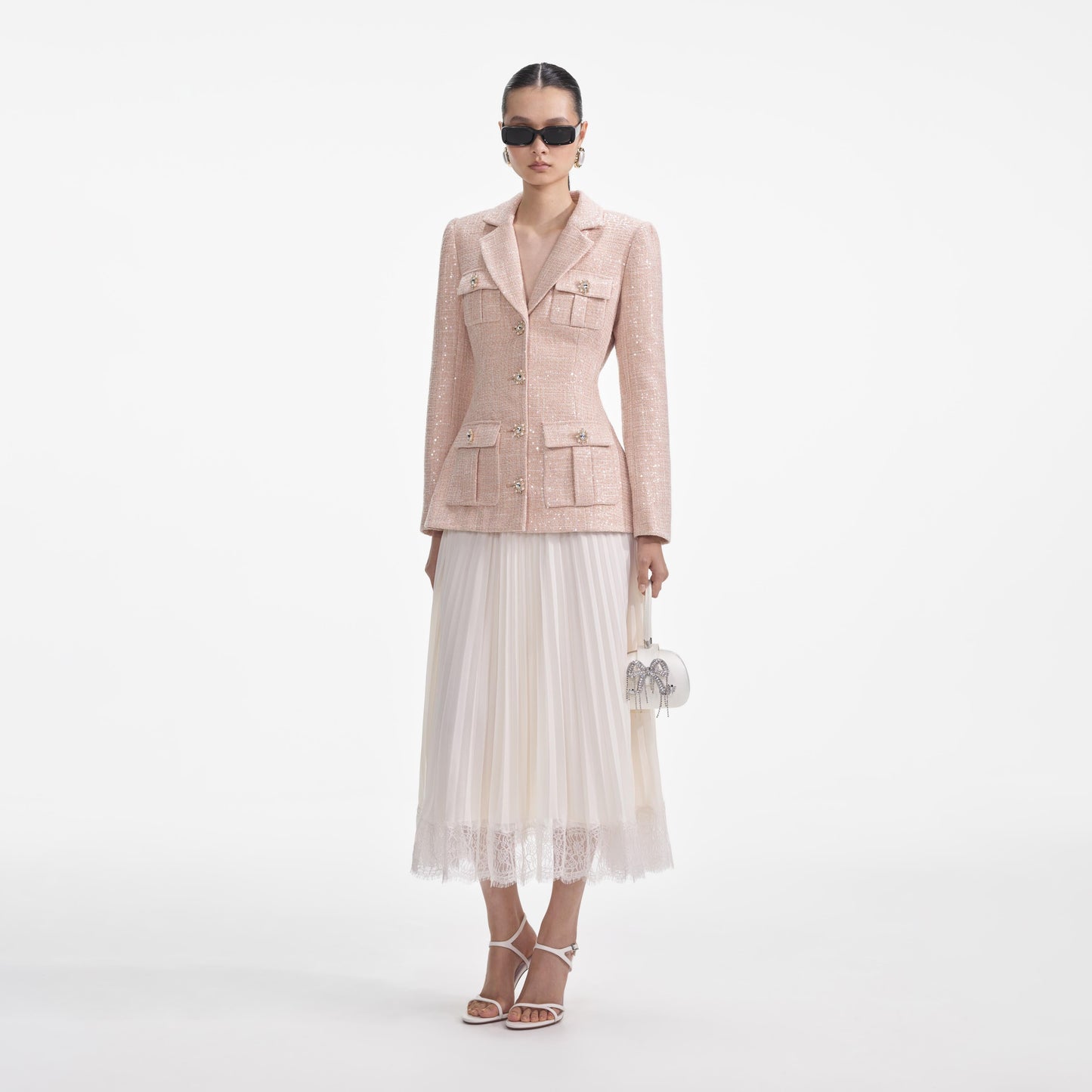 Pullu Buklet Şifon Midi Elbise