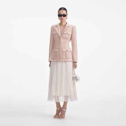 Pullu Buklet Şifon Midi Elbise