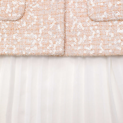 Pullu Buklet Şifon Midi Elbise