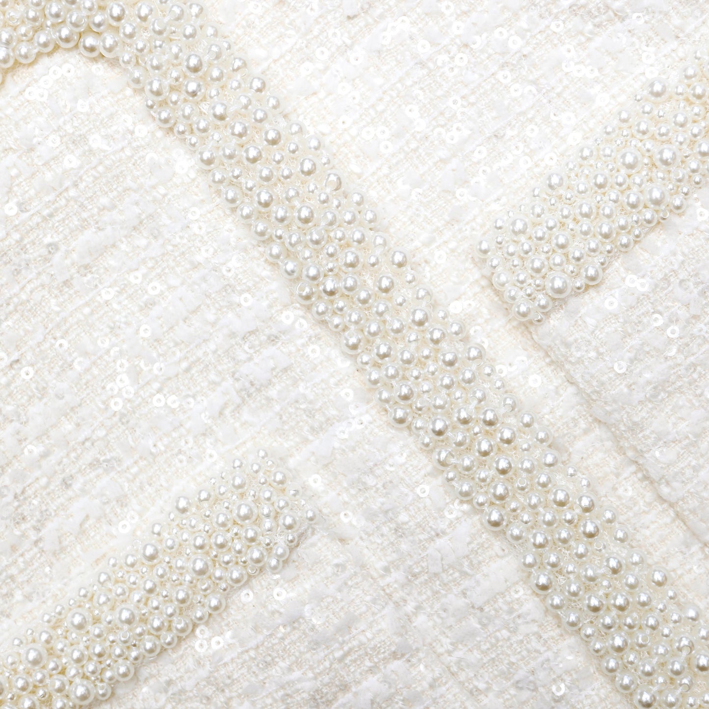 Krem Bukle İnci Kenarlı Ceket