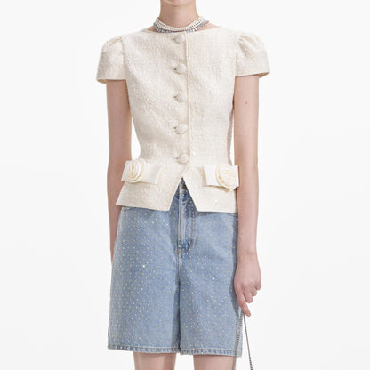 Krem Buklet Fiyonk Detaylı Üst