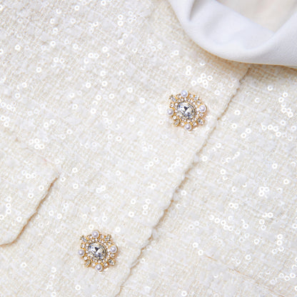 Krem Buklet Yaka Mini Elbise