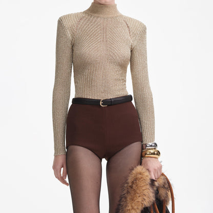 Altın Lurex Örgü Üst