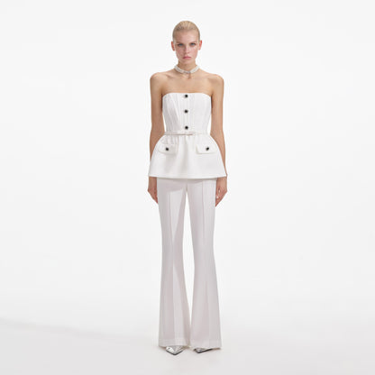 Beyaz Streç Krep Tulum