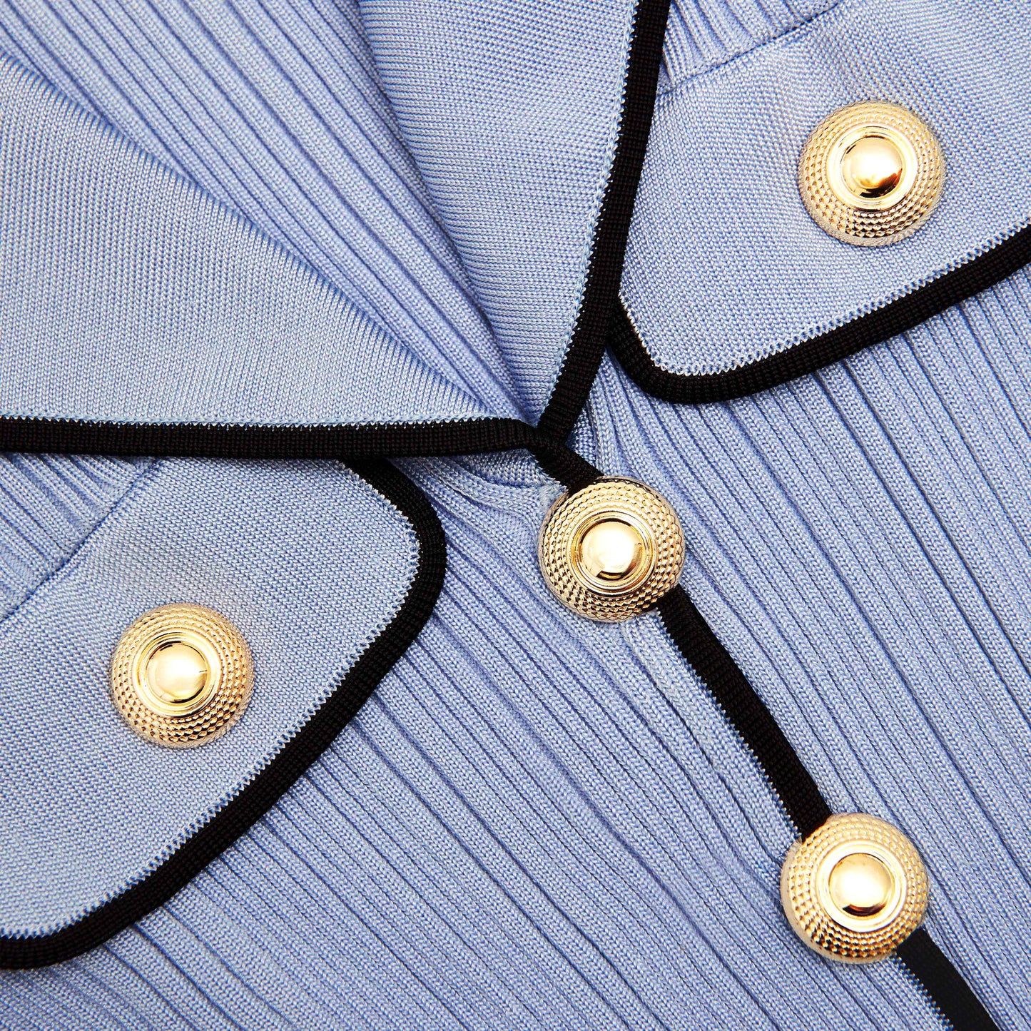 Mavi Viskon Kaburga Örgü - Mini Elbise