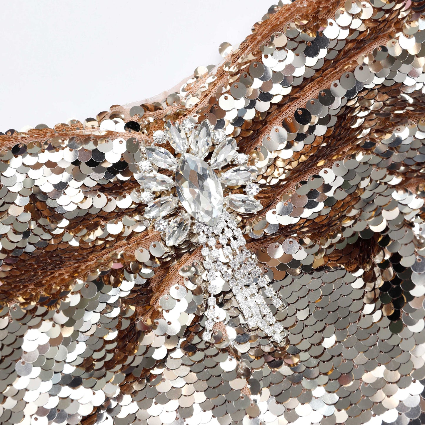 Altın Pullu Uzun Elbise