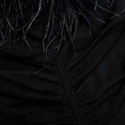 Siyah Tüylü Viskon Örgü Üst