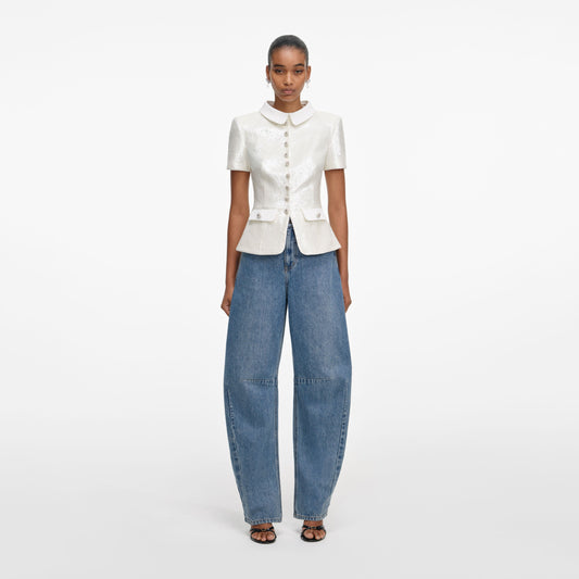 Beyaz Pullu Özel Dikim Üst