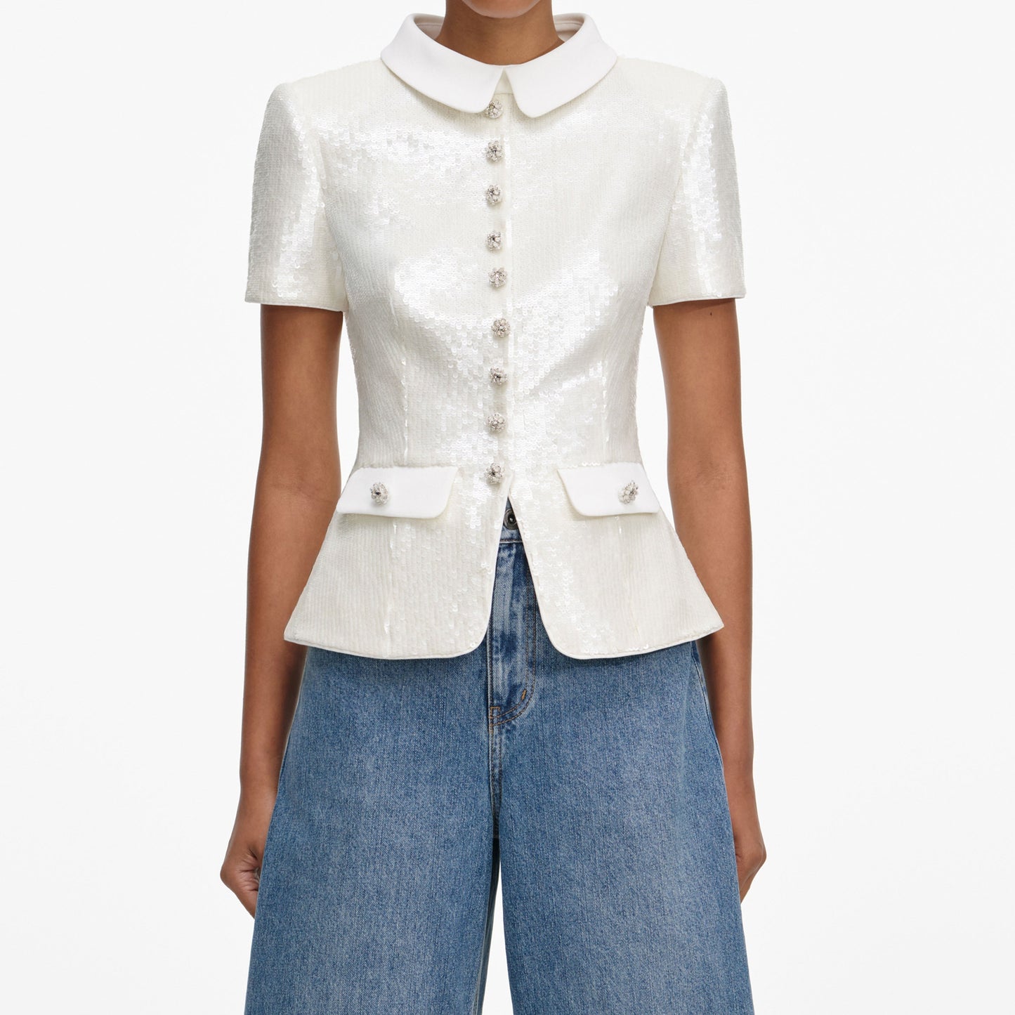 Beyaz Pullu Özel Dikim Üst