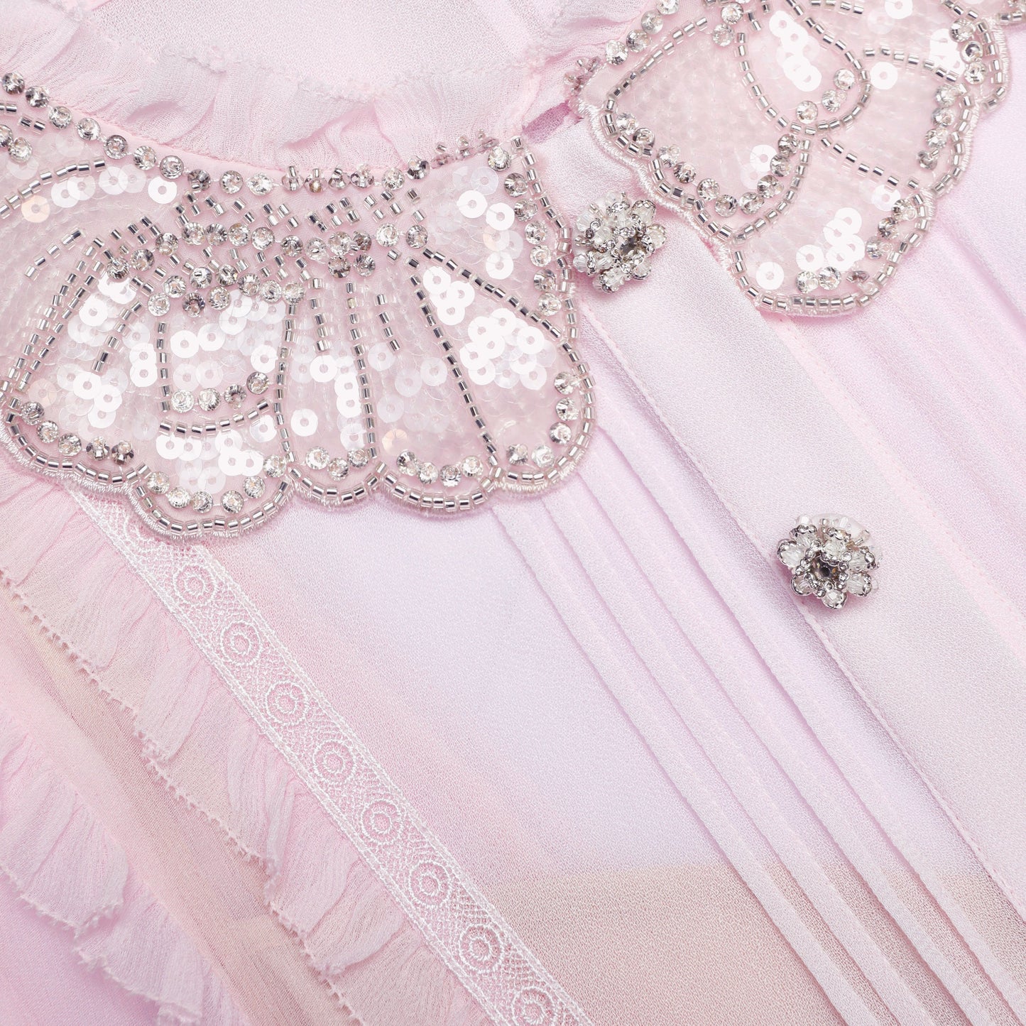 Pembe Pileli Georgette Midi Elbise