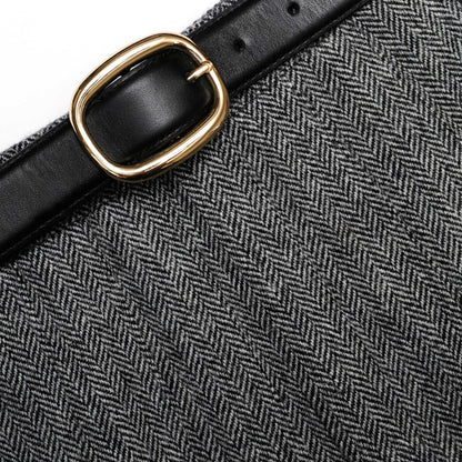 Gri Balıksırtı Pileli Midi Etek