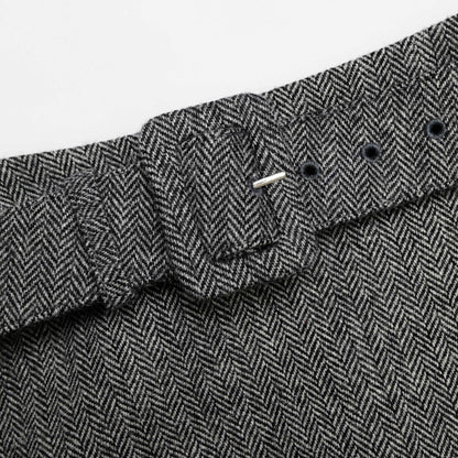 Gri Balıksırtı Kloş Mini Etek