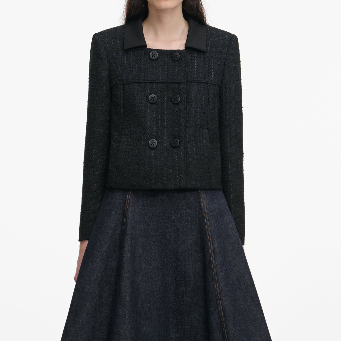 Siyah Bukle Kısa Ceket